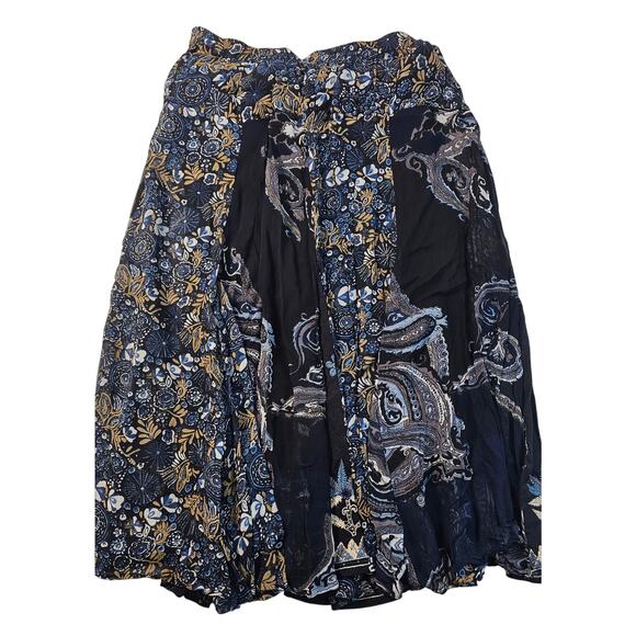 Coldwater creek PM M PETITE chiffon lined Maxi skirt flowy pleated mixed media + - Picture 2 of 8